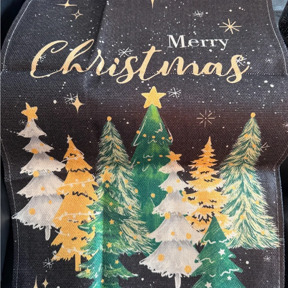 Merry Christmas Holiday flag - Green & Gold Tree Design